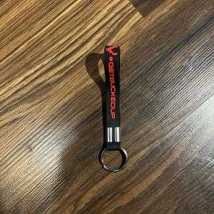 Black and Red Keychain with Metal Ring